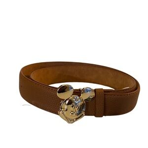 Disney Mickey Mouse Brown Faux Leather Gold Tone Buckle Belt